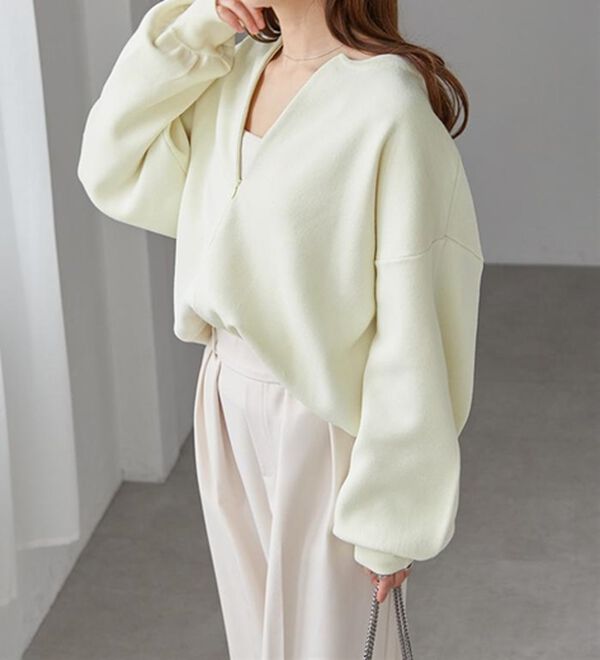 RANAN（ラナン）の「ハーフジップスウェットライクニット（ニット・セーター）」｜詳細画像