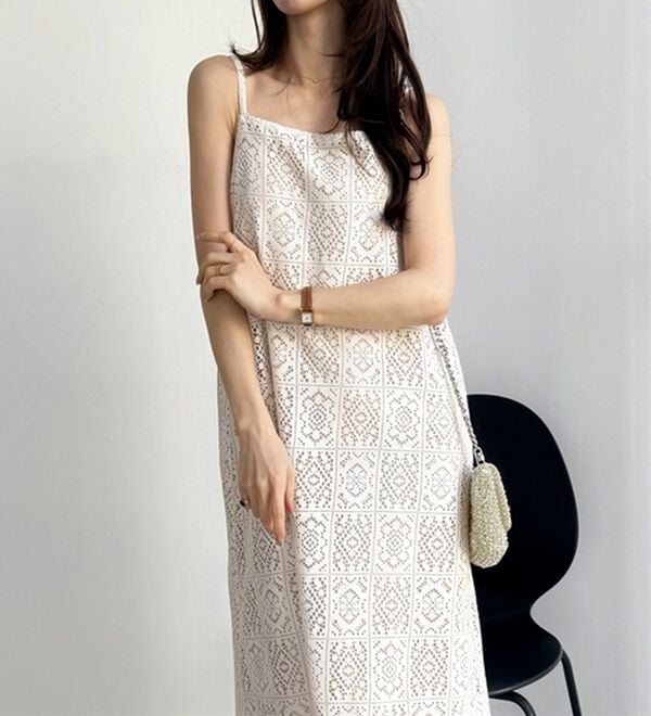 GeeRA（ジーラ）の「前後２ＷＡＹパネルレースキャミワンピース（その他ワンピース）」｜詳細画像