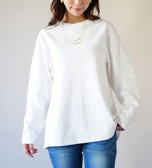 A HAPPY MARILYN（アハッピーマリリン）の「【Ｍ～８Ｌ】名品！「３つのシルエット」と「長袖／半袖」から選べる 綿混 ベーシック Ｔシャツ（Tシャツ）」｜オフ