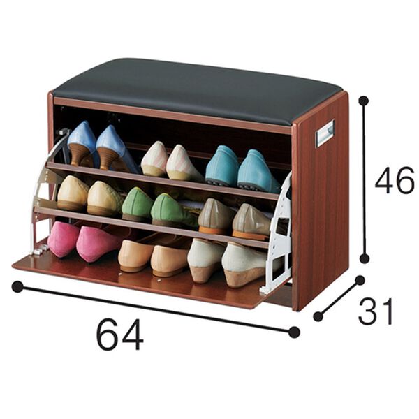 「腰かけ付シューズボックス（玄関収納・用品）」｜詳細画像