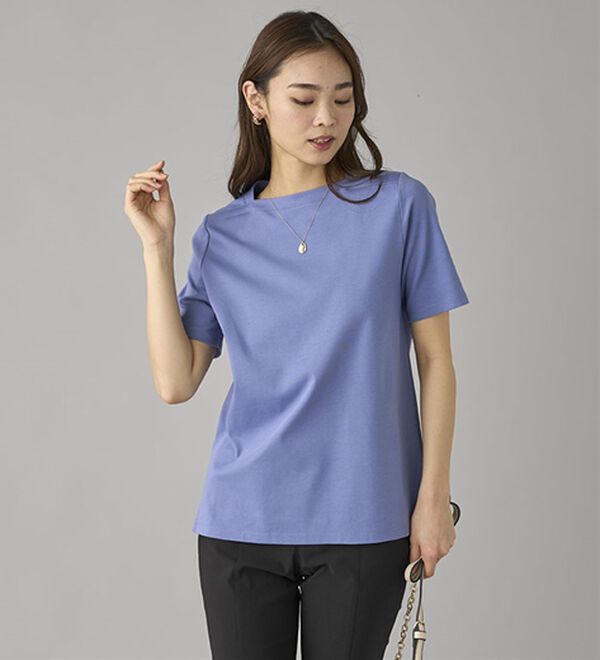 BELLUNA（ベルーナ）の「艶やか綿１００％シンプルプルオーバー（カットソー）」｜詳細画像