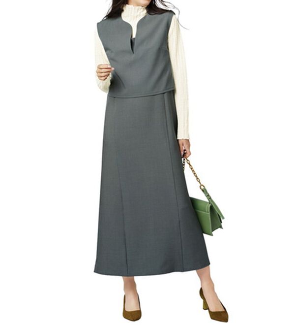 RANAN（ラナン）の「機能付！ベスト&times;キャミワンピースアンサンブル（その他ワンピース）」｜詳細画像