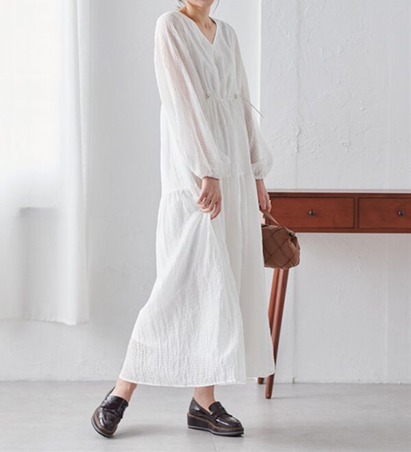 RANAN（ラナン）の「シアーチェックドロストギャザーティアードワンピ（その他ワンピース）」｜詳細画像