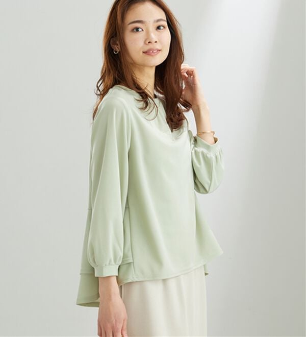 BELLUNA（ベルーナ）の「【再入荷】ボリューム袖美人顔バックフレアーＴブラウス（ブラウス）」｜詳細画像