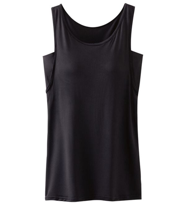 LAVIENNE（ラヴィエンヌ）の「さらりラボ！冷たい！カップ付タンクトップ（肌着・インナーウェア）」｜ブラック