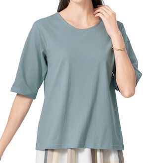 LAVIENNE（ラヴィエンヌ）の「綿１００％汗ジミ対策　ビッグ袖Ｔシャツ（Tシャツ）」｜詳細画像