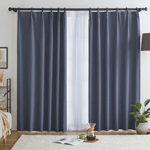 iellio（イエリオ）の「１級遮光プレミアムカーテン＜４枚組・遮光１級・無地・洗える・形状記憶加工・新生活・イージーオーダー＞（ドレープカーテン）」｜ネイビー