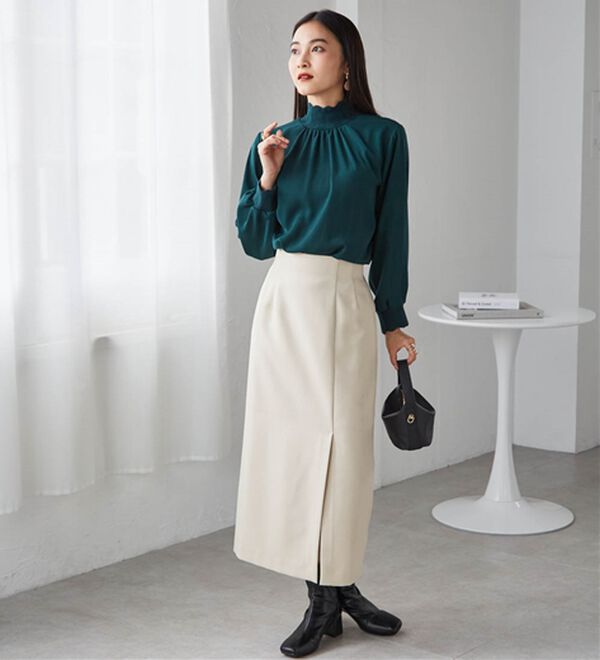 RANAN（ラナン）の「スカラップリブニット使いブラウス（ブラウス）」｜詳細画像