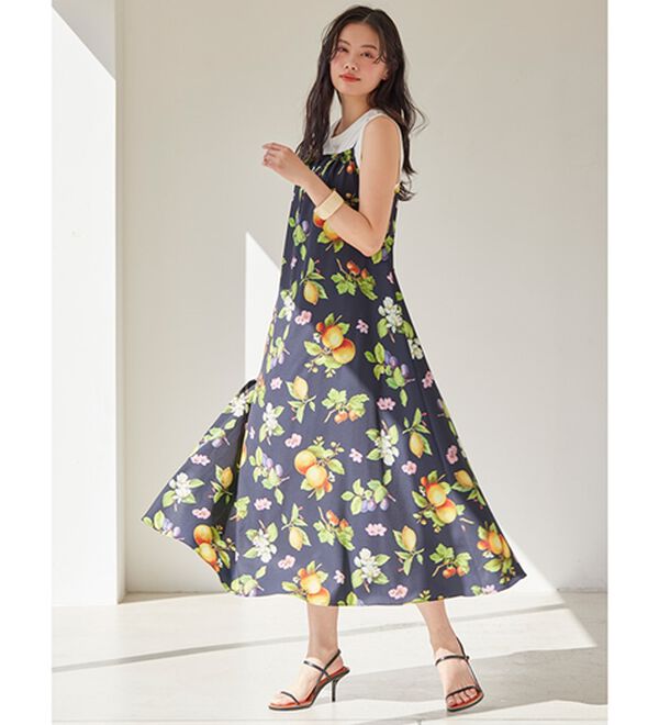 トロピカルプリントギャザーキャミワンピ - ベルーナ【公式】