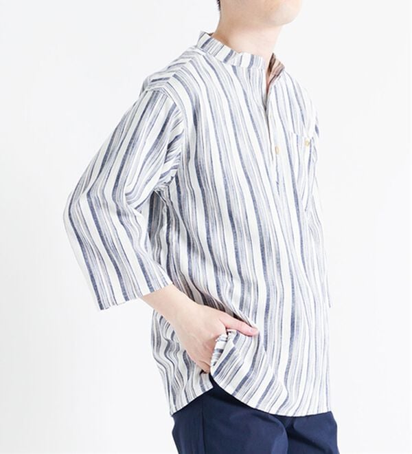 「ざっくり木綿のゆったりリラックスシャツ（メンズシャツ）」｜詳細画像