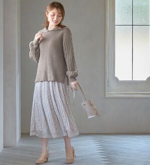 alotta（アロッタ）の「セーラーカラーケーブル柄ニット（ニット・セーター）」｜モカ