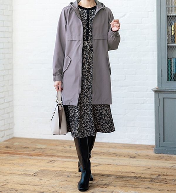 BELLUNA（ベルーナ）の「はっ水加工ボンディング素材ロング丈パーカー（ハーフコート）」｜詳細画像