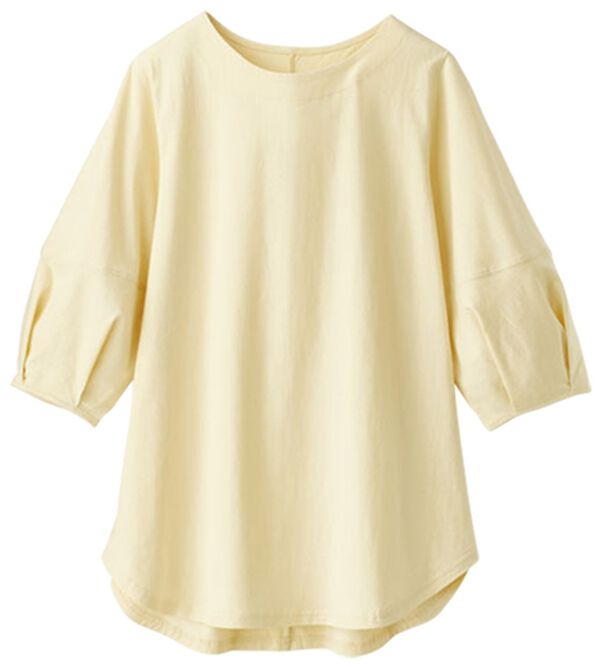 BELLUNA（ベルーナ）の「強撚綿１００％袖デザインプルオーバー（カットソー）」｜アイボリー