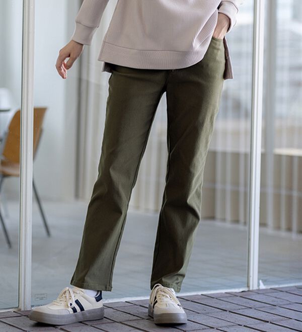 BELLUNA（ベルーナ）の「【選べる裏起毛】静電気防止！ヘリンボーンブーツカットパンツ（フルレングスパンツ）」｜詳細画像