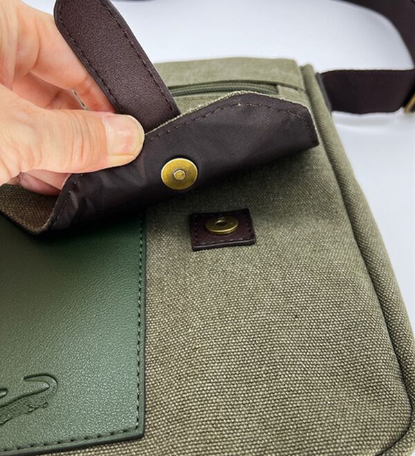 「＜クロコダイル＞洗い加工帆布スマートショルダー（メンズショルダーバッグ）」｜詳細画像