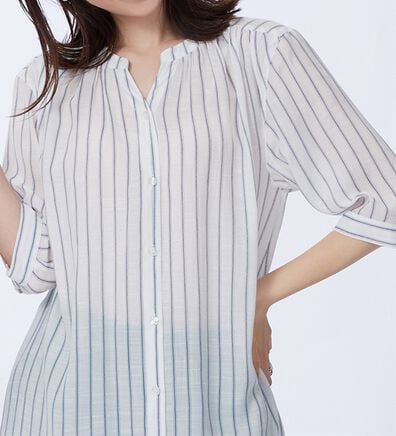 BELLUNA（ベルーナ）の「スラブ素材スキッパーデザインシャツチュニック（チュニック）」