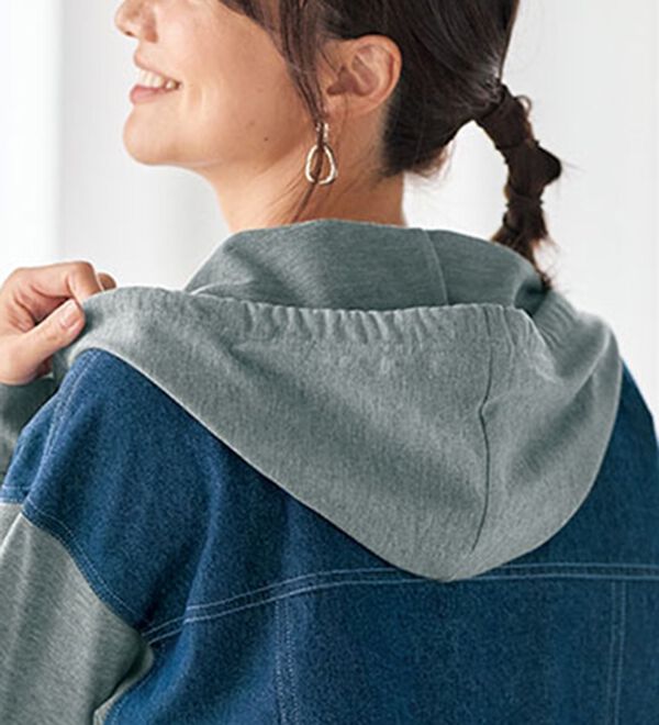 BELLUNA（ベルーナ）の「フード重ね着風Ｇジャン（ブルゾン）」｜詳細画像