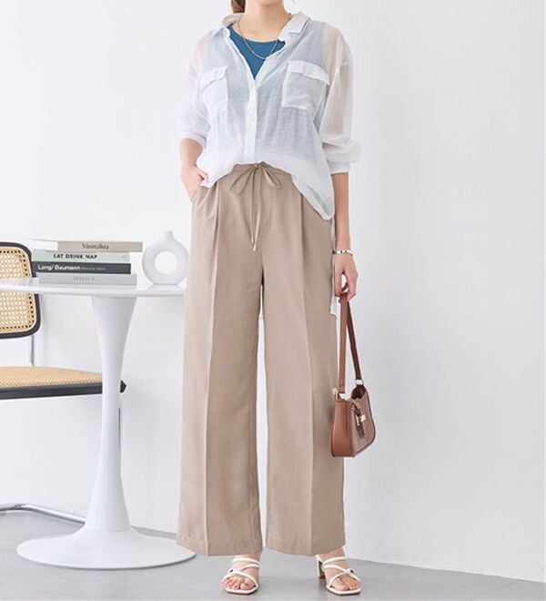 alotta（アロッタ）の「軽やかウエストリボンワイドパンツ（ワイドパンツ・ガウチョ）」｜詳細画像