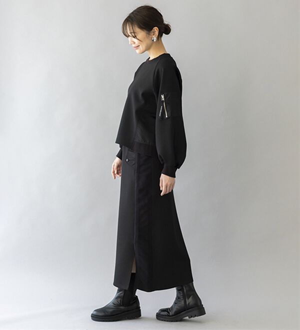 BELLUNA（ベルーナ）の「【ＳＭＡＲＴ　ＥＣＯ　ＪＥＲＳＥＹ】異素材切替スカート（ロングスカート）」｜詳細画像