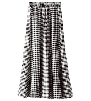 BELLUNA（ベルーナ）の「裾切替デザインフレアースカート（ひざ丈スカート）」｜ギンガムチェック