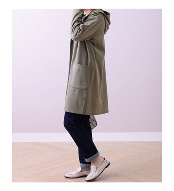 BELLUNA（ベルーナ）の「スエード調素材裏起毛フードカーディガン（ニットカーディガン）」｜詳細画像