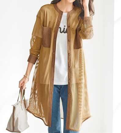 BELLUNA（ベルーナ）の「さっと羽織るだけ！メッシュ素材ロングジャケット（その他ジャケット）」