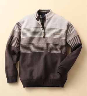 「洗えるパネル柄裏フリースセーター（メンズニット・セーター）」｜ベージュ