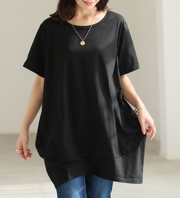 A HAPPY MARILYN（アハッピーマリリン）の「【Ｍ～８Ｌ】選べる袖！コク－ンシルエットチュニック（チュニック）」｜ブラック