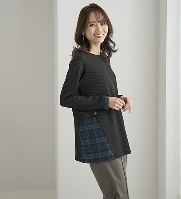 BELLUNA（ベルーナ）の「異素材重ね着風チュニック（チュニック）」｜詳細画像