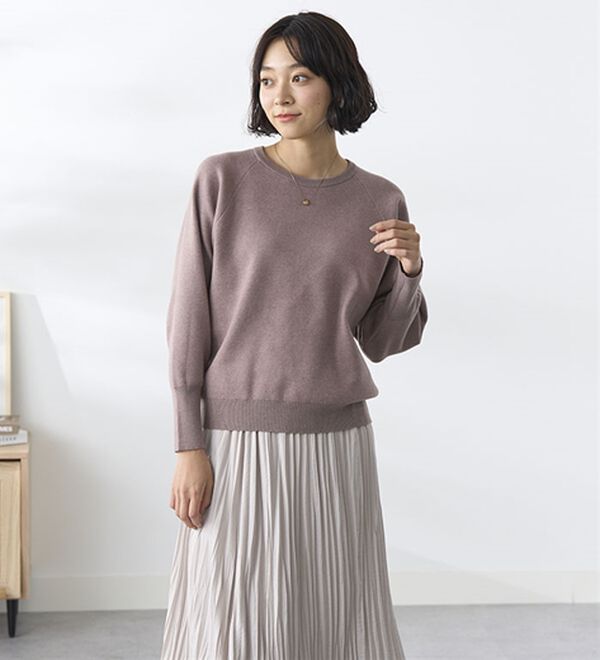 クロップド丈トレーナー　ドルマン　ニットプリーツスカート　セットアップ　秋冬 クロップド丈トレーナー ドルマン ニットプリーツスカート