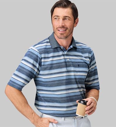 「【３枚組】＜コムルヴァン・オム＞爽やか夏色マルチボーダーポロ（メンズポロシャツ）」