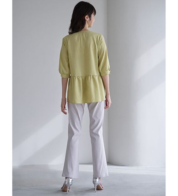 BELLUNA（ベルーナ）の「美脚見せ！冷感ストレッチフレアパンツ（フルレングスパンツ）」｜詳細画像