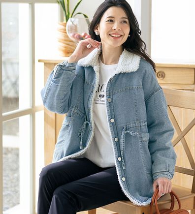 ルフラン（ルフラン）の「裏ボア暖かデニムブルゾン（ブルゾン）」