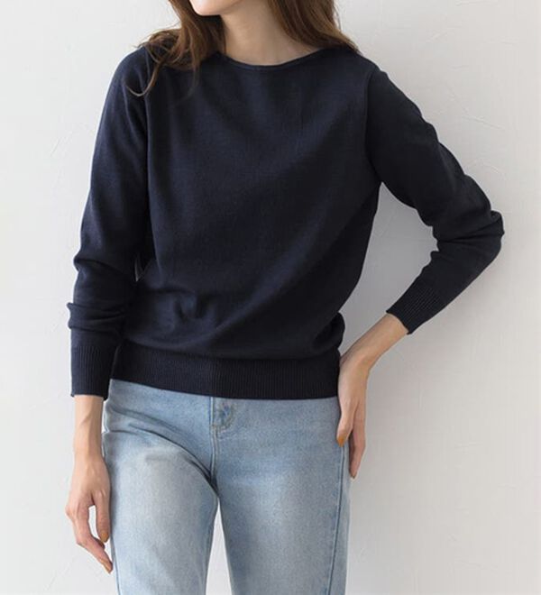 Pierrot（ピエロ）の「【Ｓ～３Ｌ】ネックが選べるプレミアムカシミヤタッチニット（ニット・セーター）」｜詳細画像