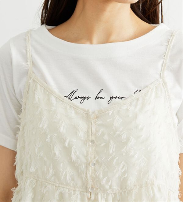 BELLUNA（ベルーナ）の「シフォン素材フェザービスチェ（タンクトップ・キャミソール）」｜詳細画像