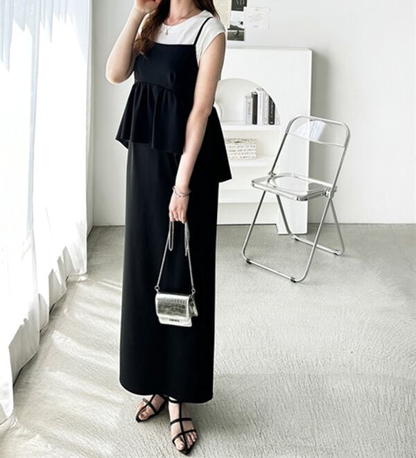 GeeRA（ジーラ）の「楽ちん！ペプラムキャミワンピース（カットソーワンピース）」｜詳細画像