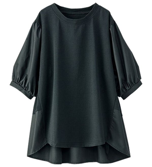 BELLUNA（ベルーナ）の「ヒンヤリ制菌加工フェミニン袖プルオーバー（カットソー）」｜黒