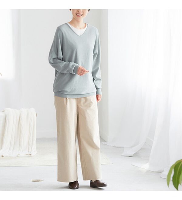 Viola e Viola（ヴィオラ エ ヴィオラ）の「【静電気防止】綿１００％Ｖネックドルマンセーター＜Ｍ～４Ｌ＞（ニット・セーター）」｜詳細画像