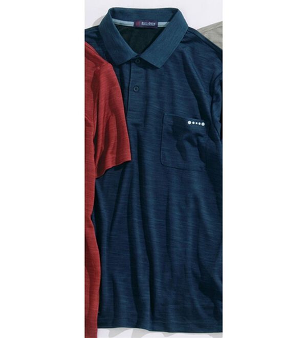 「＜スイゲン＞冷感・ＵＶ対策アクティブポロシャツ（メンズポロシャツ）」｜ネイビー