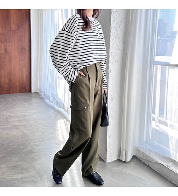 GeeRA（ジーラ）の「タックワイドストレートカーゴパンツ（フルレングスパンツ）」｜詳細画像