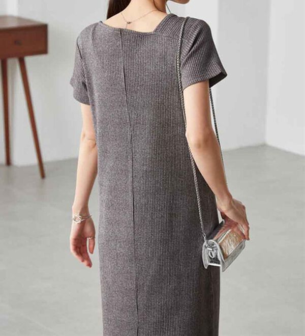 RANAN（ラナン）の「アシメネックハーフスリーブリブワンピース（その他ワンピース）」｜詳細画像