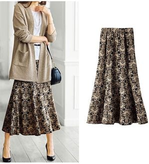 BELLUNA（ベルーナ）の「デシンプリント切替フレアースカート（ロングスカート）」｜アラベスク