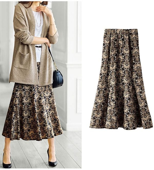 BELLUNA（ベルーナ）の「デシンプリント切替フレアースカート（ロングスカート）」｜アラベスク