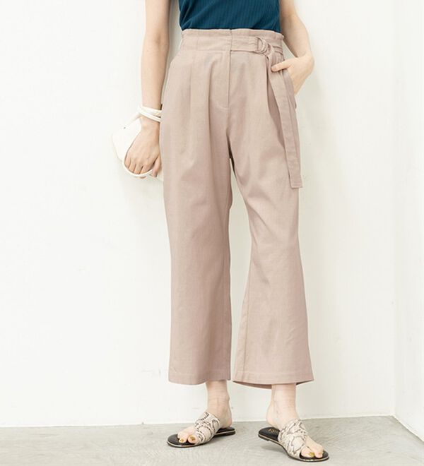GeeRA（ジーラ）の「リネンライクベルト付ワイドパンツ（ワイドパンツ・ガウチョ）」｜詳細画像