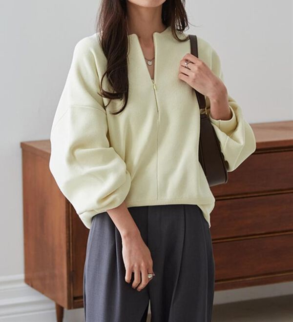 RANAN（ラナン）の「ハーフジップスウェットライクニット（ニット・セーター）」｜詳細画像