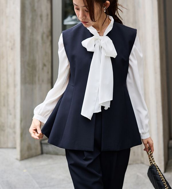 RANAN（ラナン）の「【２点セット】防シワ！ペプラムベストセットアップ（パンツスーツ）」｜詳細画像