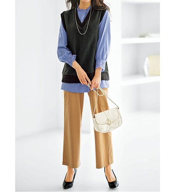 BELLUNA（ベルーナ）の「ツイード調素材Ｖネックデザインベスト（ベスト）」｜詳細画像