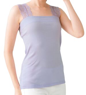 LAVIENNE（ラヴィエンヌ）の「【吸汗速乾】綿１００％前後２ｗａｙレース汗取りタンクトップインナー（肌着・インナーウェア）」｜詳細画像