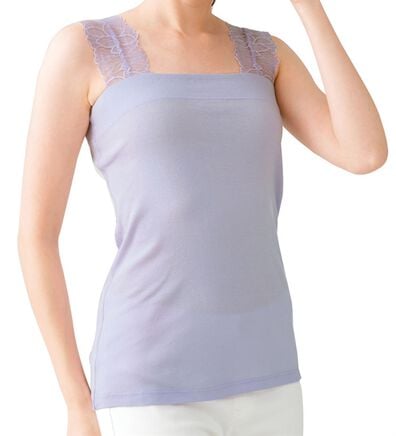 LAVIENNE（ラヴィエンヌ）の「【吸汗速乾】綿１００％前後２ｗａｙレース汗取りタンクトップインナー（肌着・インナーウェア）」