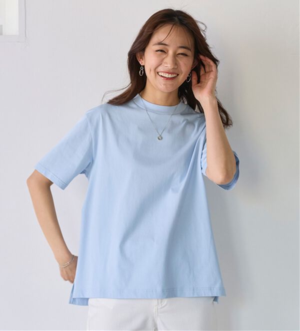 BELLUNA（ベルーナ）の「【汗ジミ対策◎】＜エアリーアイスコットン＞オーバーサイズＴシャツ【選べる袖丈】（カットソー）」｜詳細画像
